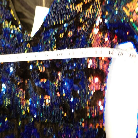 Vera‎ Lucy Dress XS Mini Bodycon Sequin Allover Colorful Sparkle Party Copper - Picture 4 of 10